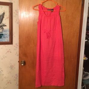 Willi Smith coral linen dress